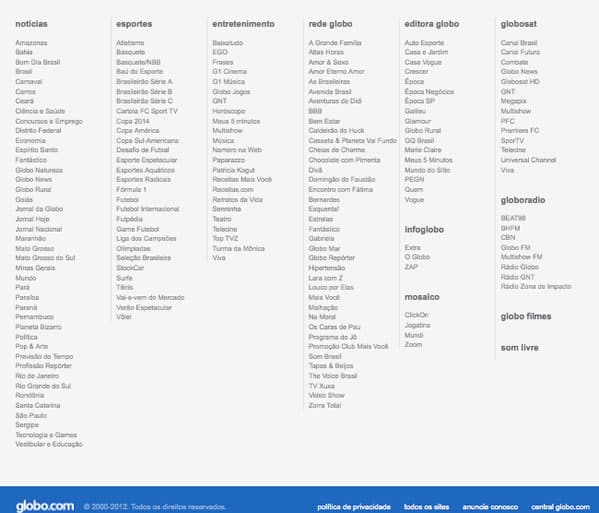 rodape-globo-com Rodapé Globo.com feita para SEO