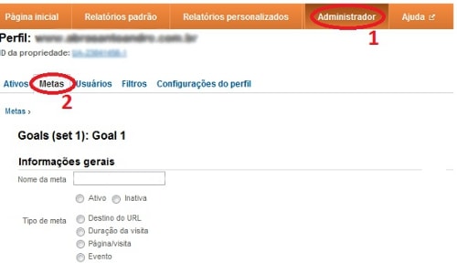 Administrador metas no Analytics Administrador metas no Analytics