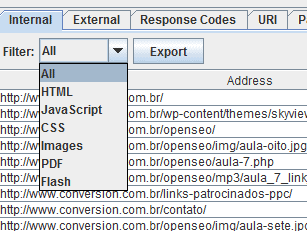 novos filtros screamfrog