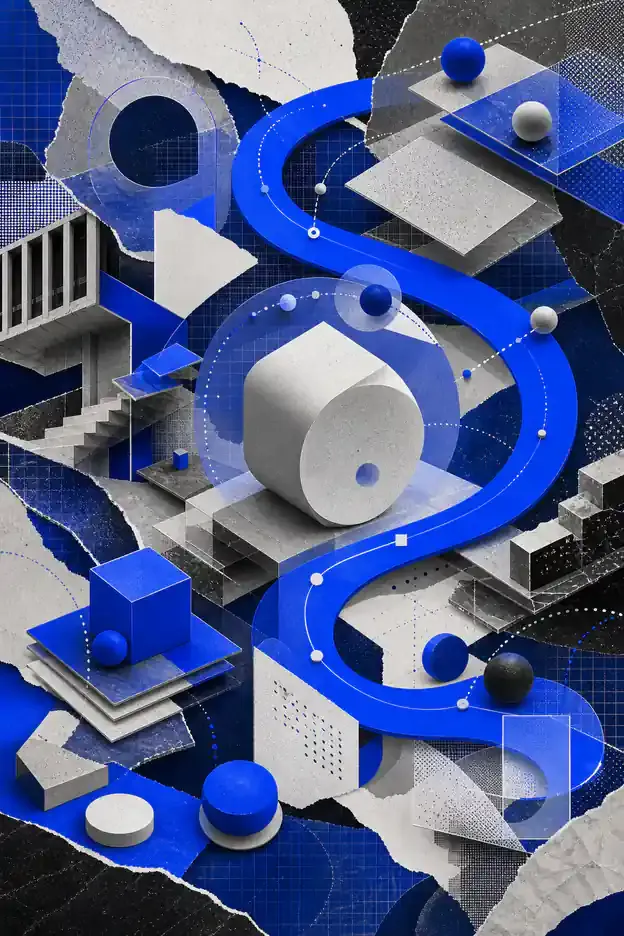 Colagem abstrata representando Análise UX