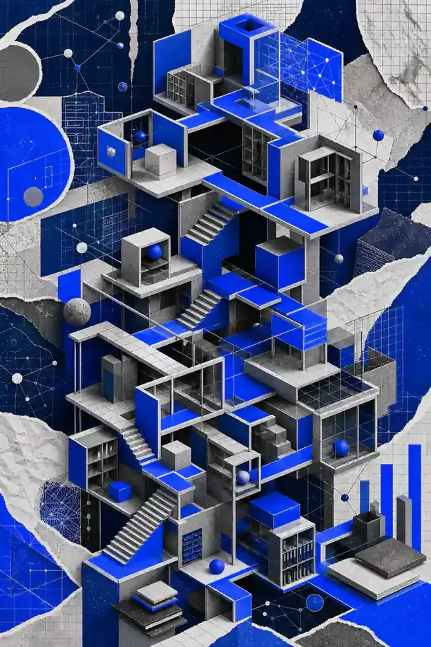 Colagem abstrata representando Arquitetura da Informação
