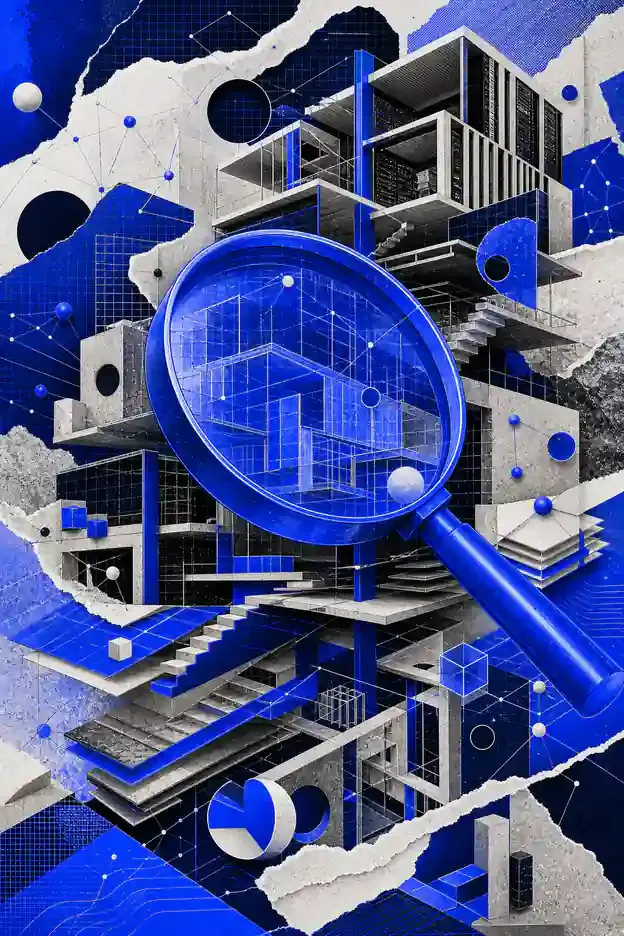 Colagem abstrata representando Auditoria SEO