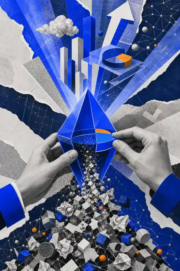Colagem abstrata representando Business Intelligence
