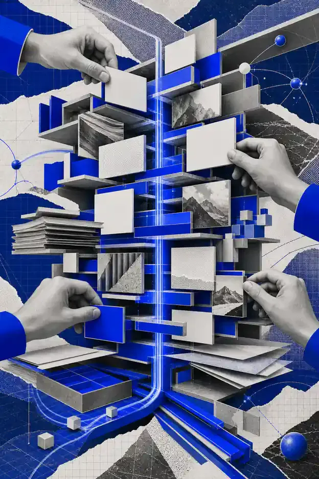 Colagem abstrata representando CMS
