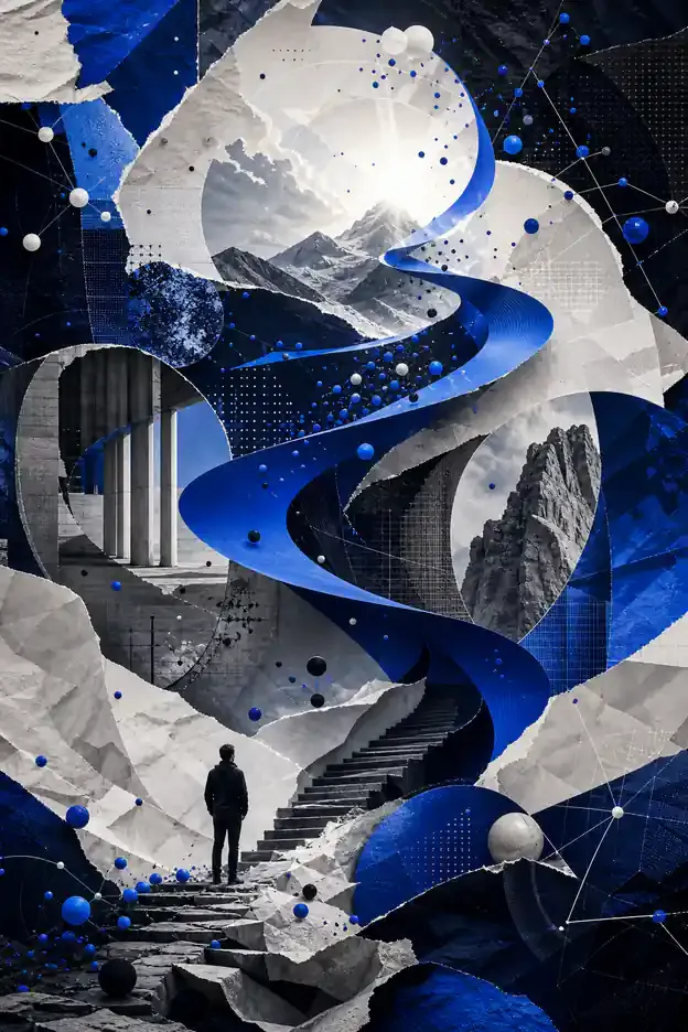 Colagem abstrata representando Data Storytelling