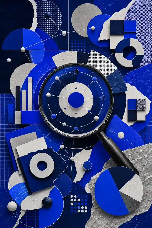 Colagem abstrata representando Diagnóstico de Blog