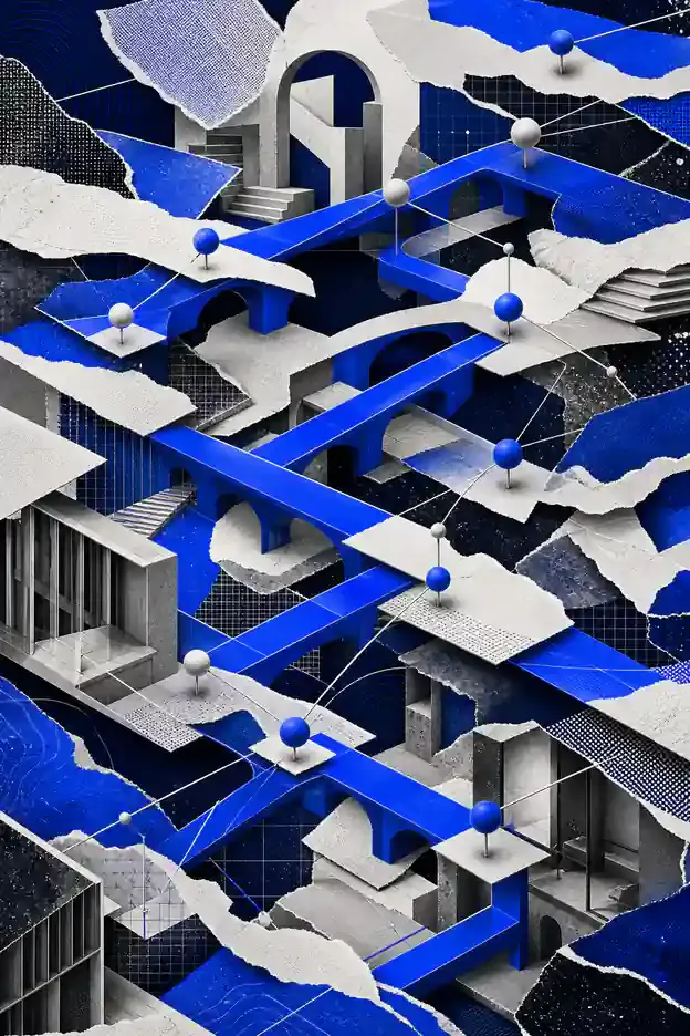 Colagem abstrata representando Linkagem Interna