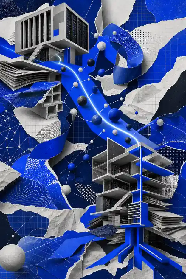 Colagem abstrata representando Migração SEO
