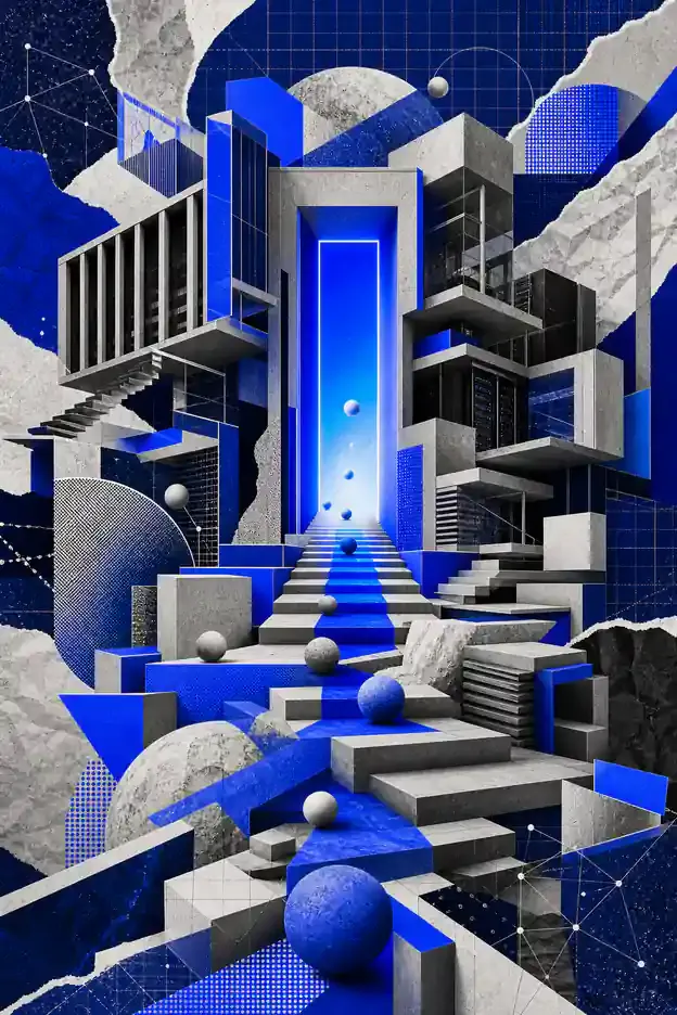 Colagem abstrata representando Onboarding