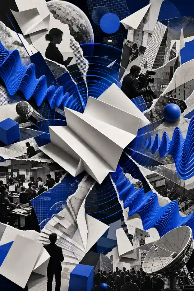 Colagem abstrata representando Press Release
