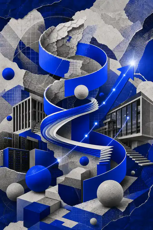 Colagem abstrata representando Reotimização de Conteúdo