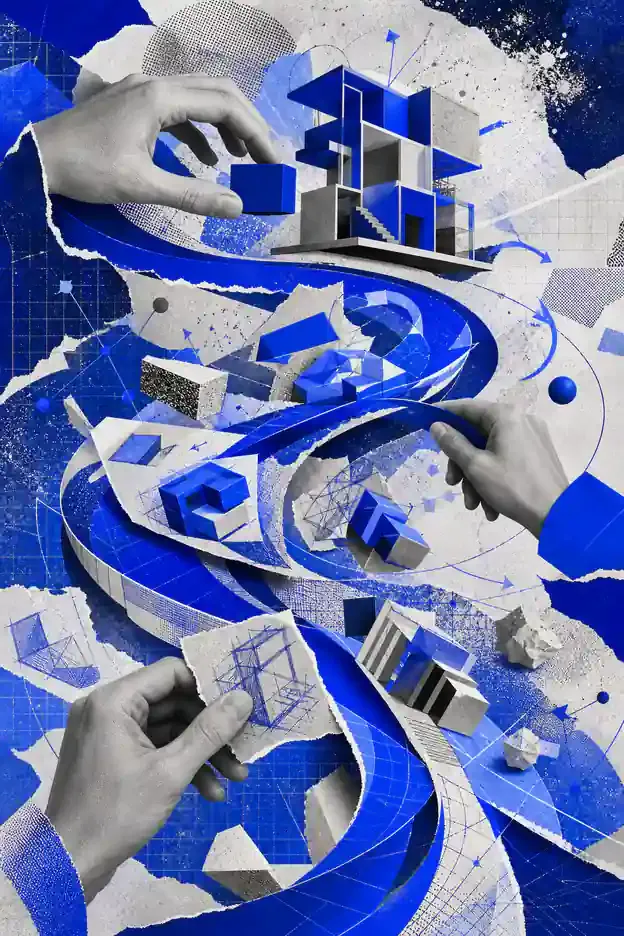 Colagem abstrata representando Vibe Coding