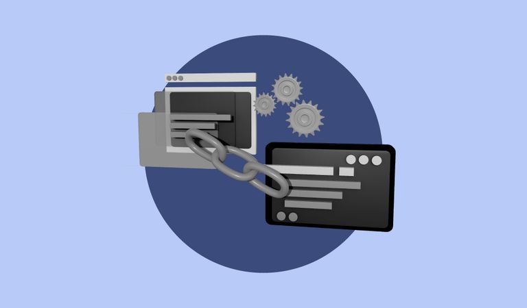 Uma pagina ligada a outra através de uma corrente representando um backlinks
