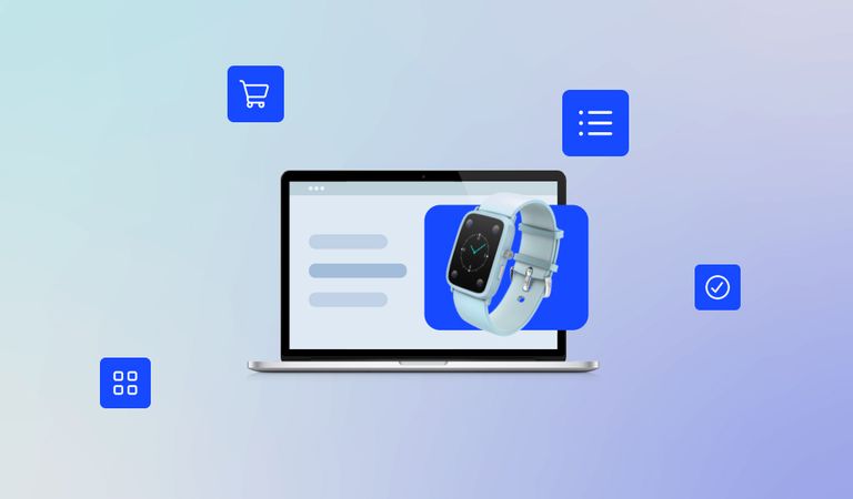 um computador mostrando as categorias de um e-commerce