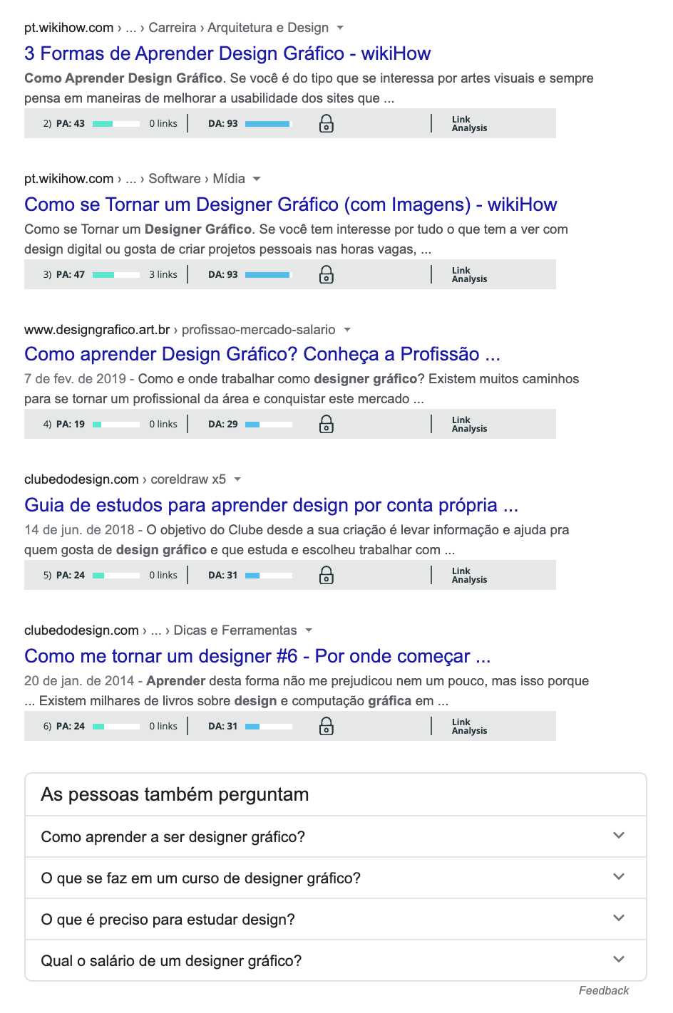 Busca no Google: caixa de sugestões com representação de diferentes resultados