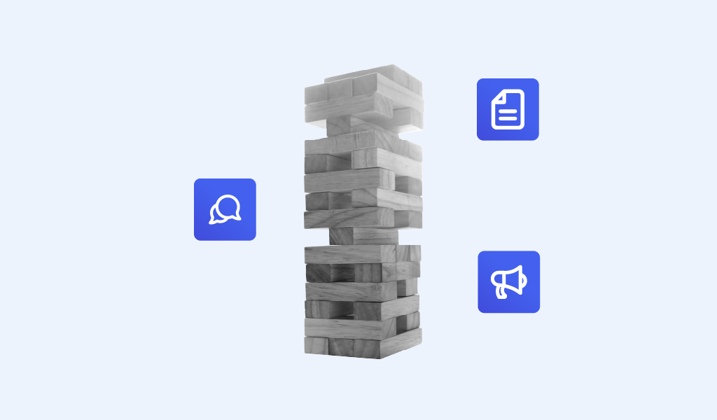 Jogo de blocos amontoados representando uma construção de backlinks