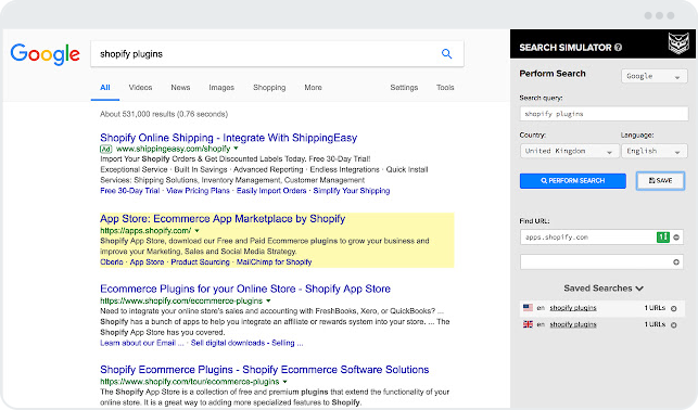 imagem da ferramenta SEO search simulator