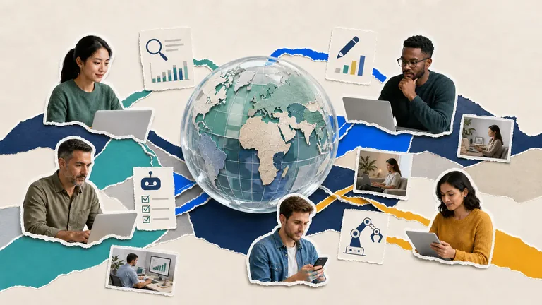 Colagem editorial sobre o estudo Google ATLAS de interações com inteligência artificial