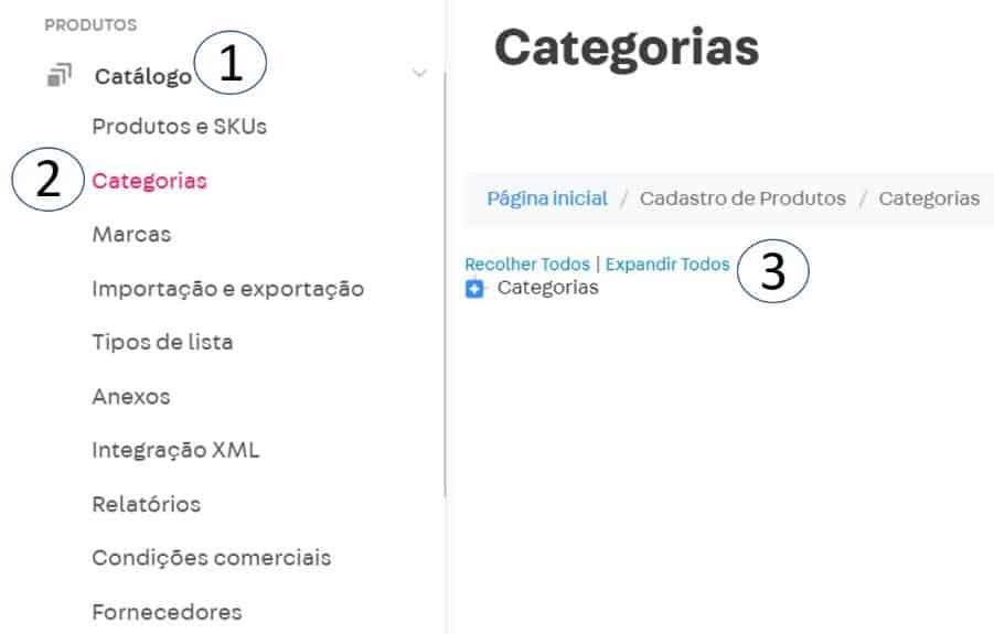 Categorias na Vtex