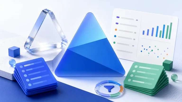 Ícone do Microsoft Clarity entre cartões azuis e verdes que representam consultas de marca e sem marca.