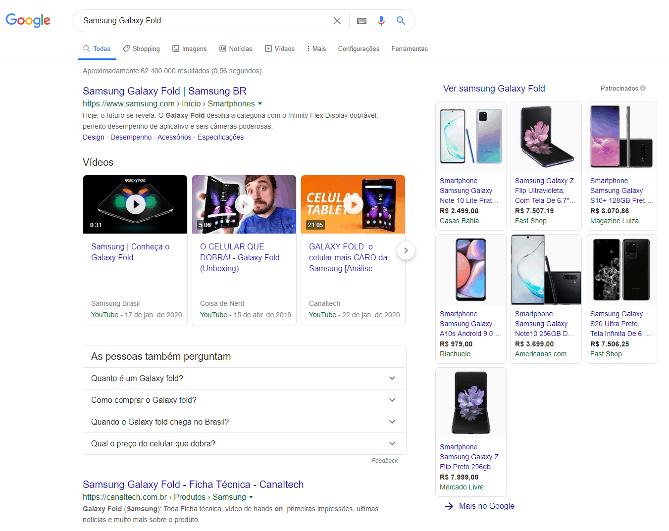 Busca no Google por Samsung