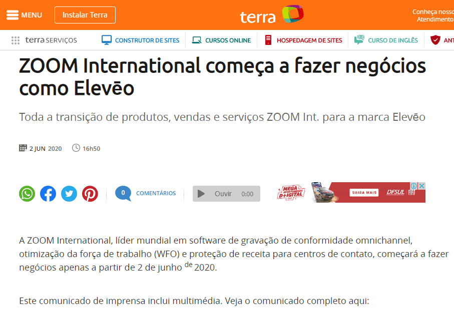 Press Release do Zoom no Terra