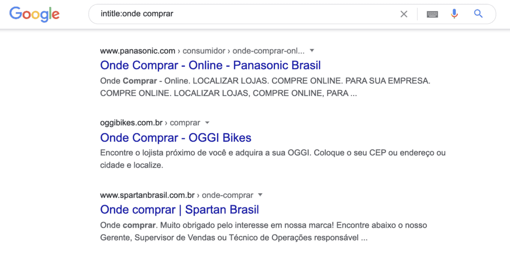 Pesquisa no Google com Intitle