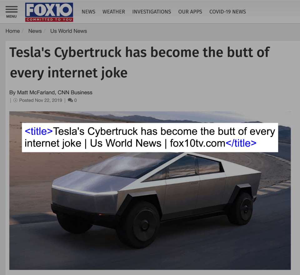 Menção ao Cybertruck da Tesla