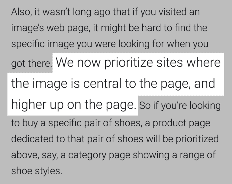 Google diz: "Nós agora priorizamos sites onde a imagem está no centro e no topo da página"