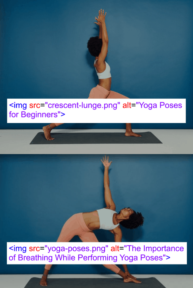 Outra imagem de Pose de Yoga, agora mostrando dados de src e alt