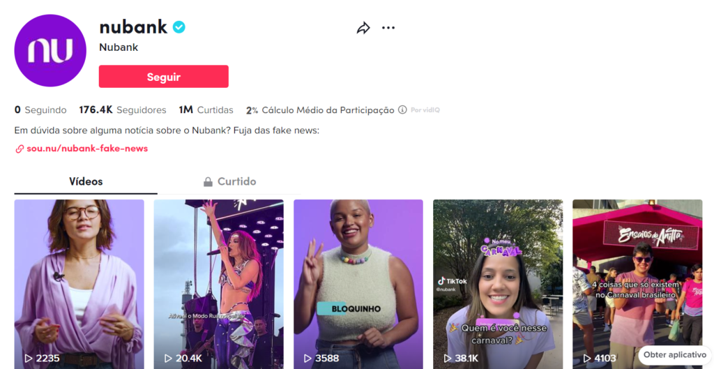 Vídeos tik tok nubank - canais de marketing digital