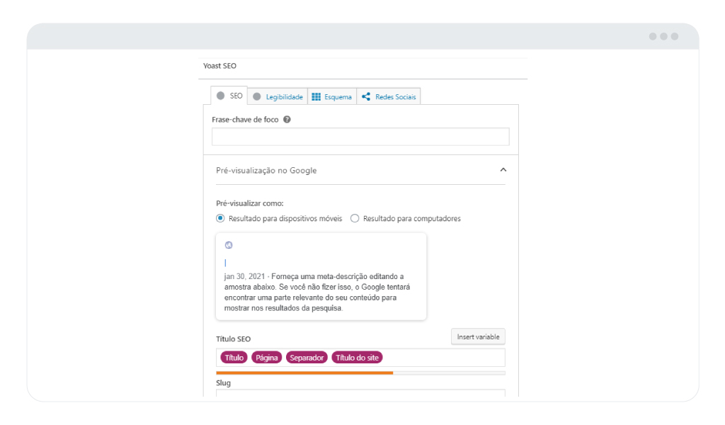 interface do yoast SEO