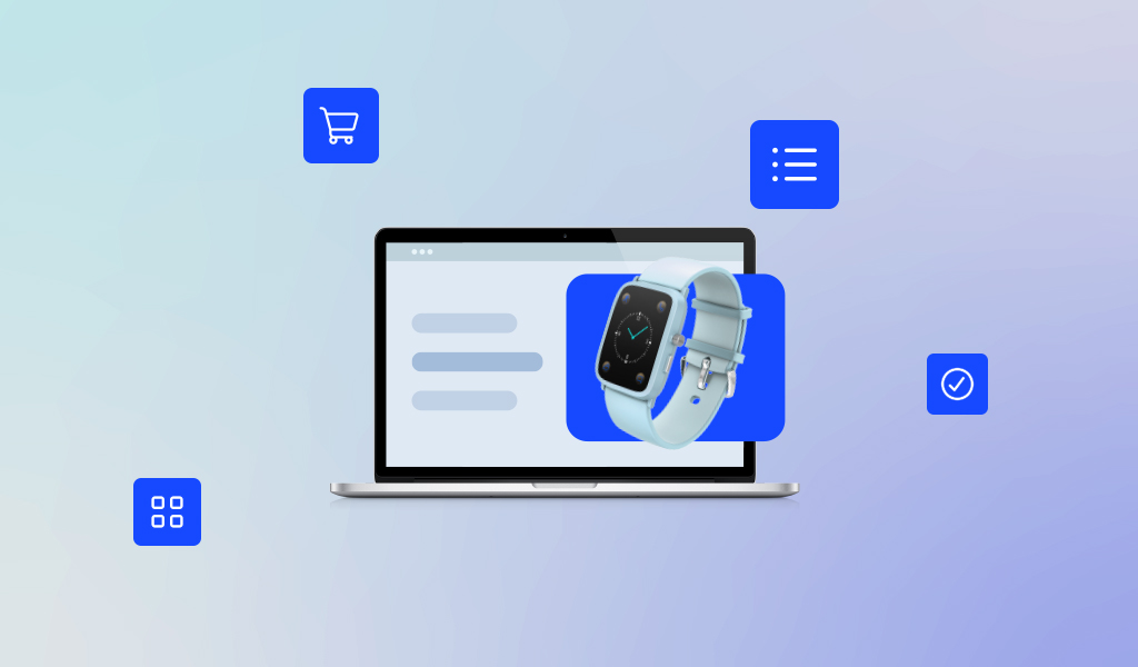um computador mostrando as categorias de um e-commerce